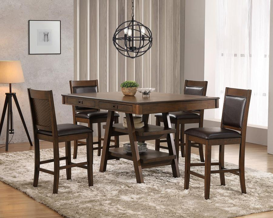 Dewey - 5 Piece Rectangular Dining Table Set - Walnut - Simple Home Plus