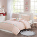 Tessa - Twin Tassel Comforter Set With Heart Shaped Throw Pillow - Blush - Simple Home Plus