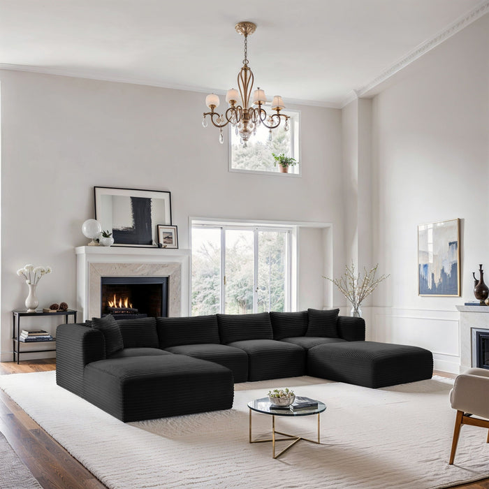 Shaggy - 6 Piece Modular Sectional With 2 Ottomans - Simple Home Plus