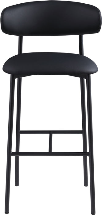 Lupita - Vegan Leather Upholstered Bar Stool With Matte Black Frame (Set of 2) - Simple Home Plus