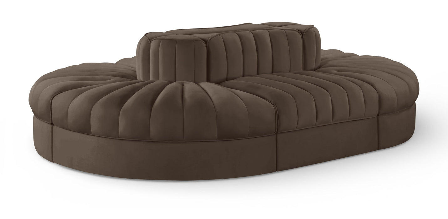 Rummi - Oval Velvet Performance Fabric Upholstered 6 Piece Modular Sectional - Simple Home Plus