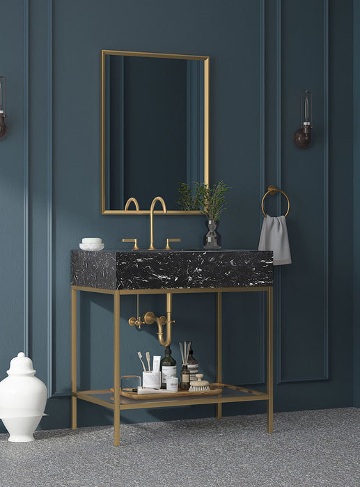 Marmo - Engineered Marble Bathroom Vanity With Gold Base - Simple Home Plus