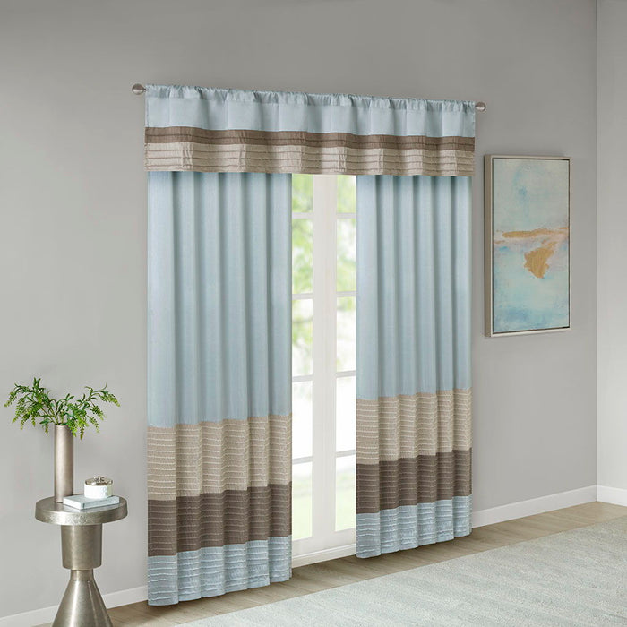 Amherst - Polyoni Pintuck Window Valance - Blue - Simple Home Plus