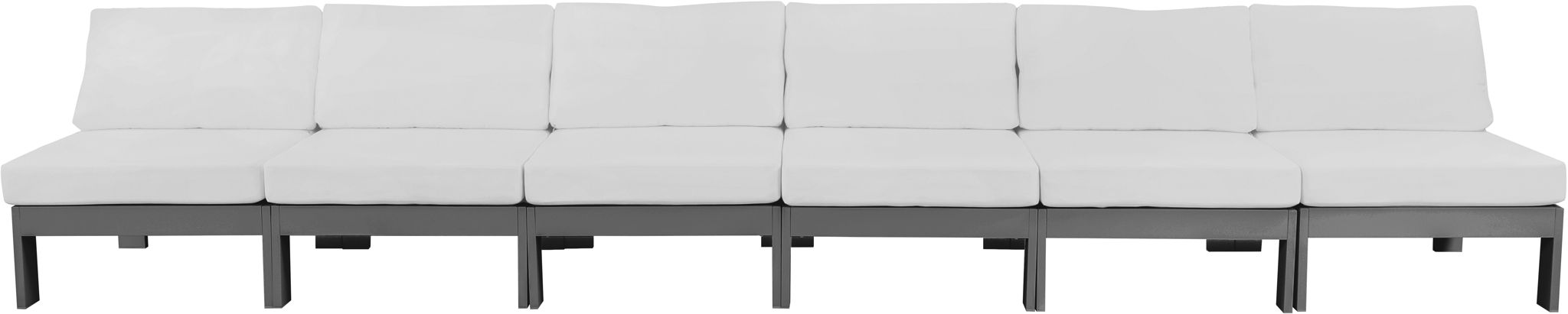 Nizuc - Outdoor Patio 6 Seat Armless Modular Sofa With Gray Frame