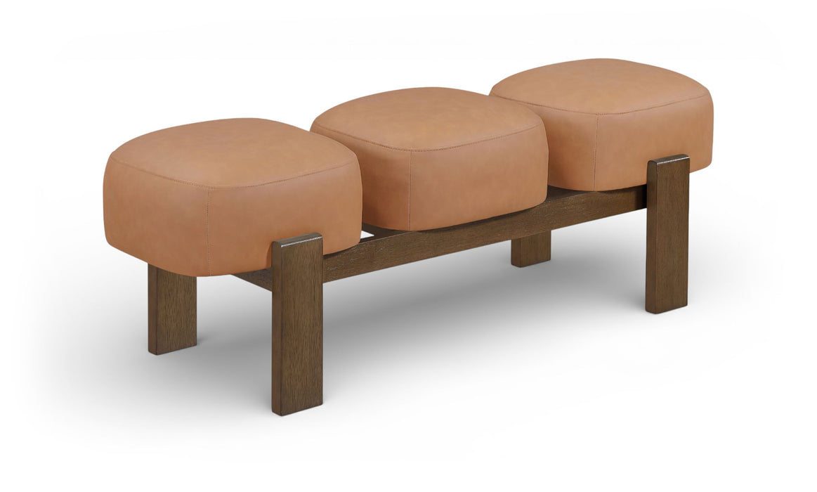 Woodcrest - Vegan Leather Upholstered Bench - Painted Brown Walnut Base - Simple Home Plus
