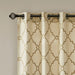 Saratoga - Fretwork Print Grommet Top Window Curtain - Beige / Gold - Simple Home Plus