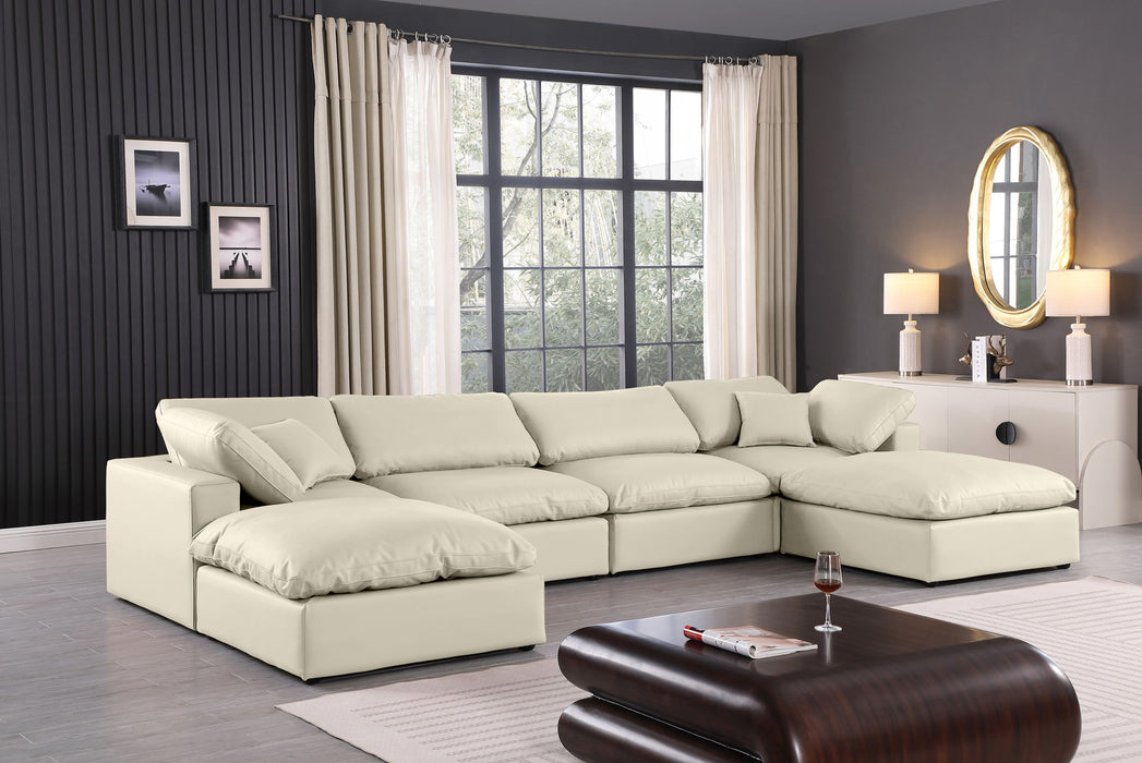 Comfy - 6 Piece Faux Leather Modular Double Chaise Sectional - Simple Home Plus