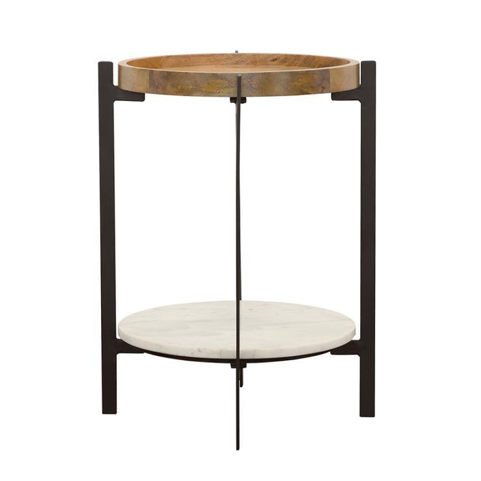 Adhvik - Round Table With Marble Shelf - Simple Home Plus