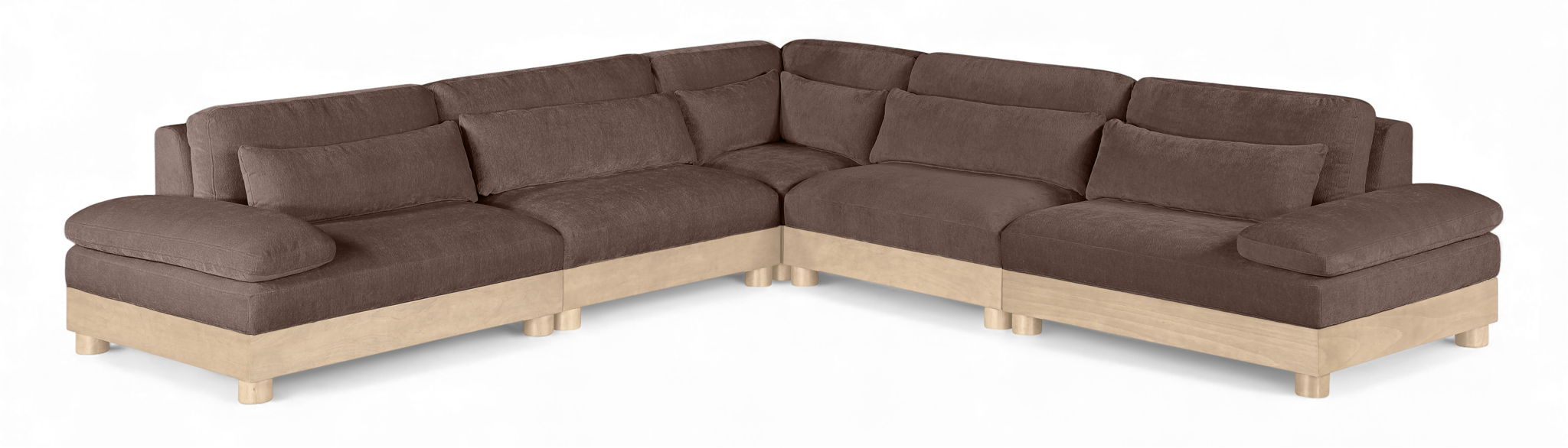 Turin - Chenille Fabric Upholstered Modular Sectional - Brown - Simple Home Plus