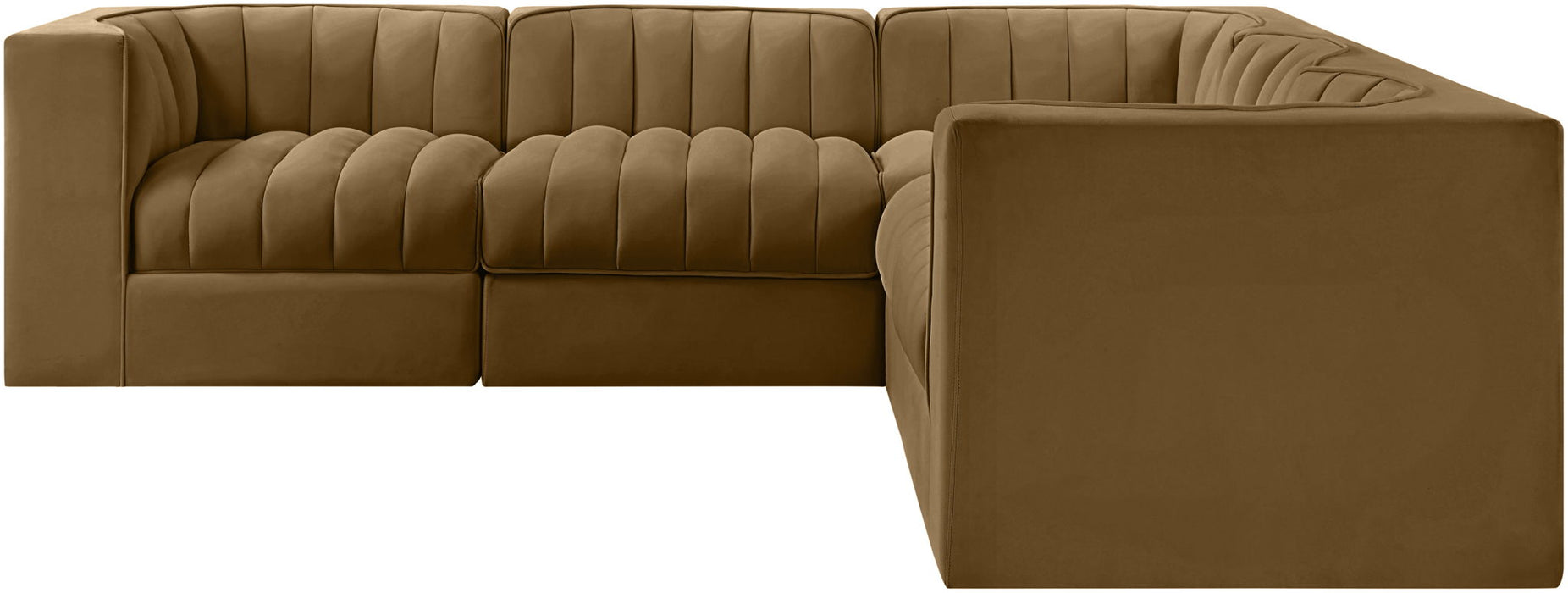 Rummi - Symmetrical Velvet Performance Fabric Upholstered 5 Piece Modular Sectional - Simple Home Plus