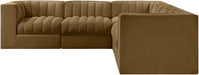 Rummi - Symmetrical Velvet Performance Fabric Upholstered 5 Piece Modular Sectional - Simple Home Plus