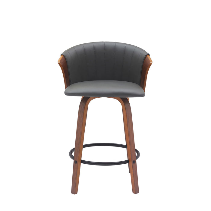 Diana - Swivel Walnut Wood Faux Leather Counter Stool - Simple Home Plus