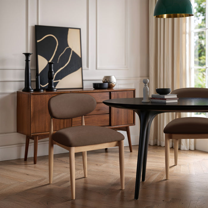 Riccio - Faux Leather Dining Side Chair (Set of 2) - Natural Frame - Simple Home Plus