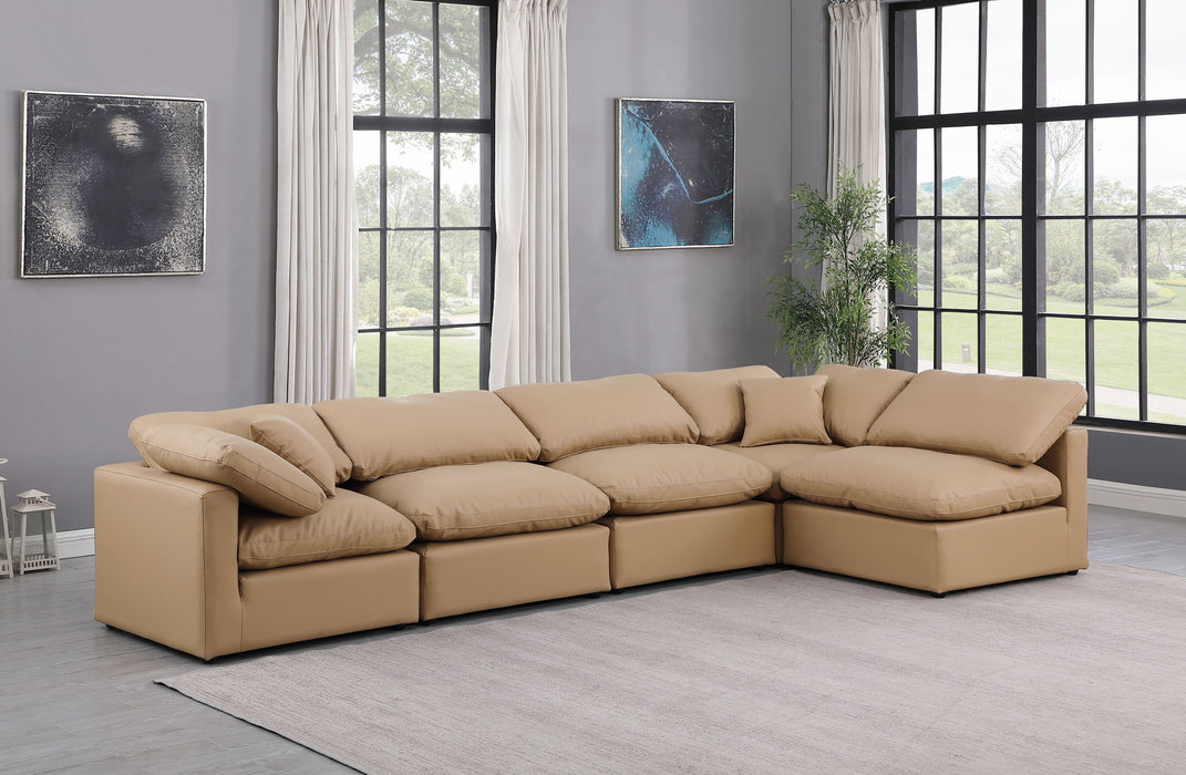 Indulge - Faux Leather 5 Piece Modular Sectional - Tan - Simple Home Plus