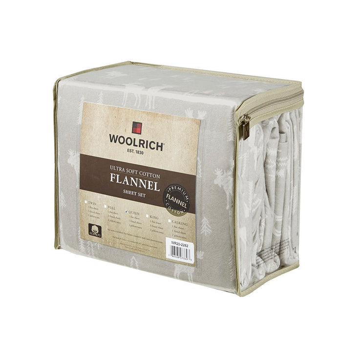 Flannel - California King Sheet Set - Gray Moose - Simple Home Plus