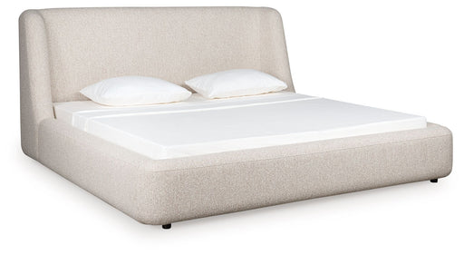 Neo - White / Gray - King Upholstered Platform Bed - Simple Home Plus