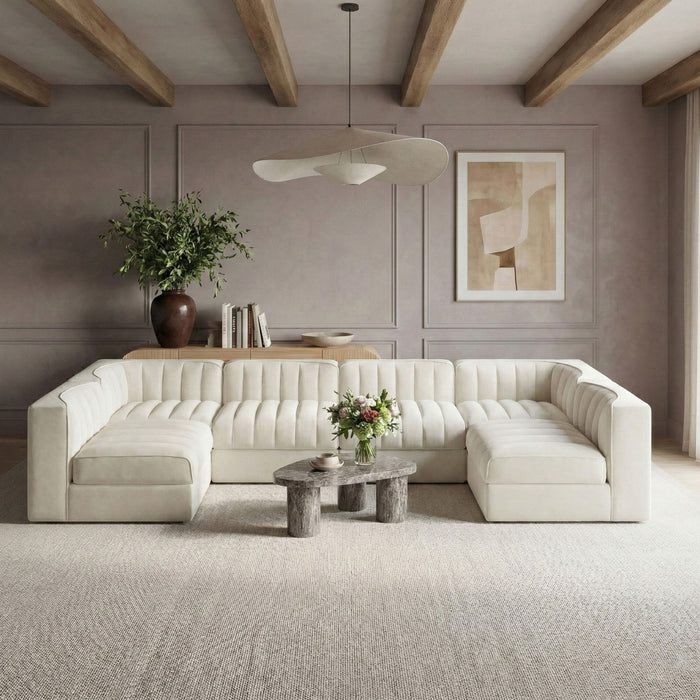 Rummi - Armless Velvet Performance Fabric Upholstered 6 Piece Modular Sectional - Simple Home Plus