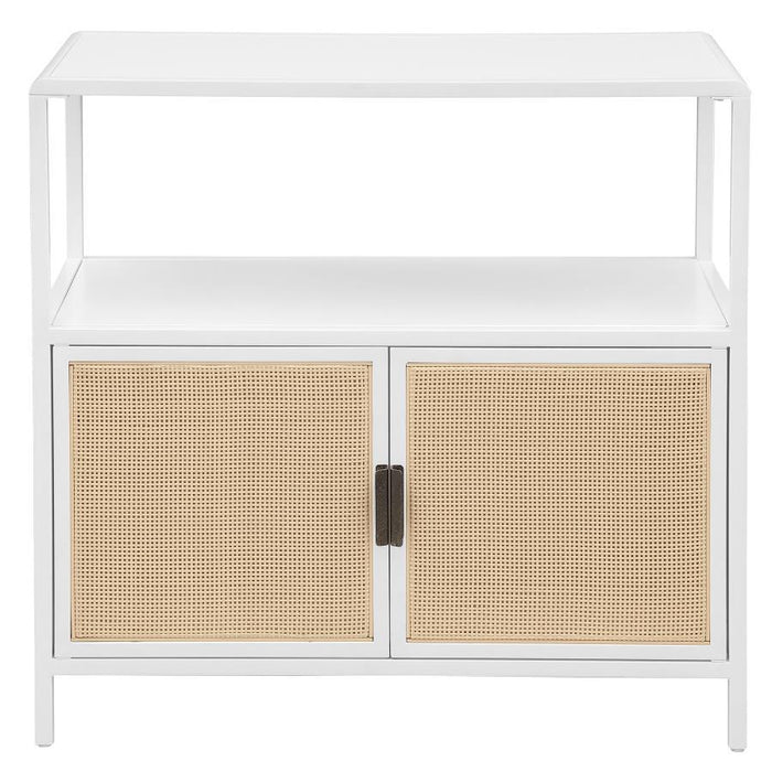 Amherst - 2-Door Radio Weave Cane Metal Accent Cabinet - Simple Home Plus