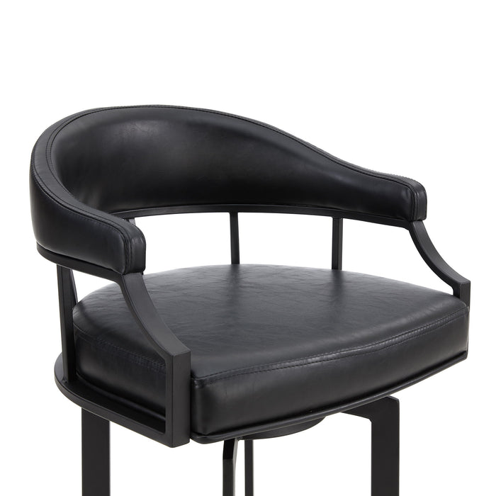 Pharaoh - Swivel Powder Coated And Faux Leather Metal Bar Stool