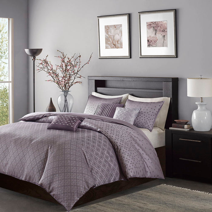 Biloxi - King 6 Piece Duvet Cover Set - Purple - Simple Home Plus