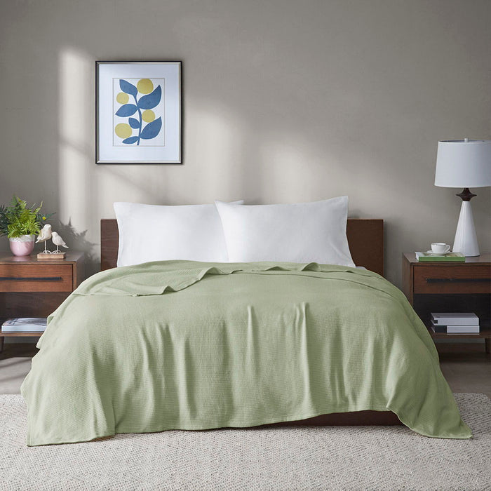 Freshspun Basketweave - King Cotton Blanket - Green - Simple Home Plus