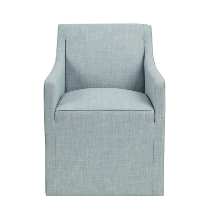 Charlotte - Skirted Dining Arm Chair With Casters - Blue - Simple Home Plus