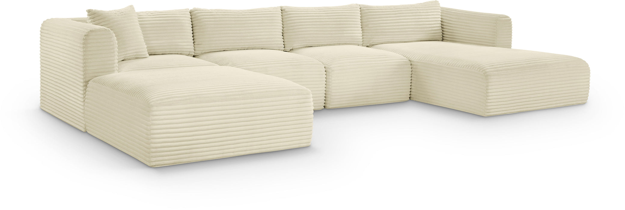 Shaggy - 5 Piece Modular Sectional With Chaise And Ottoman - Simple Home Plus