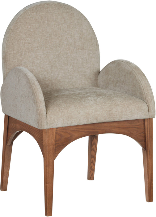 Waldorf - Chenille Dining Arm Chair With Brown Legs - Simple Home Plus