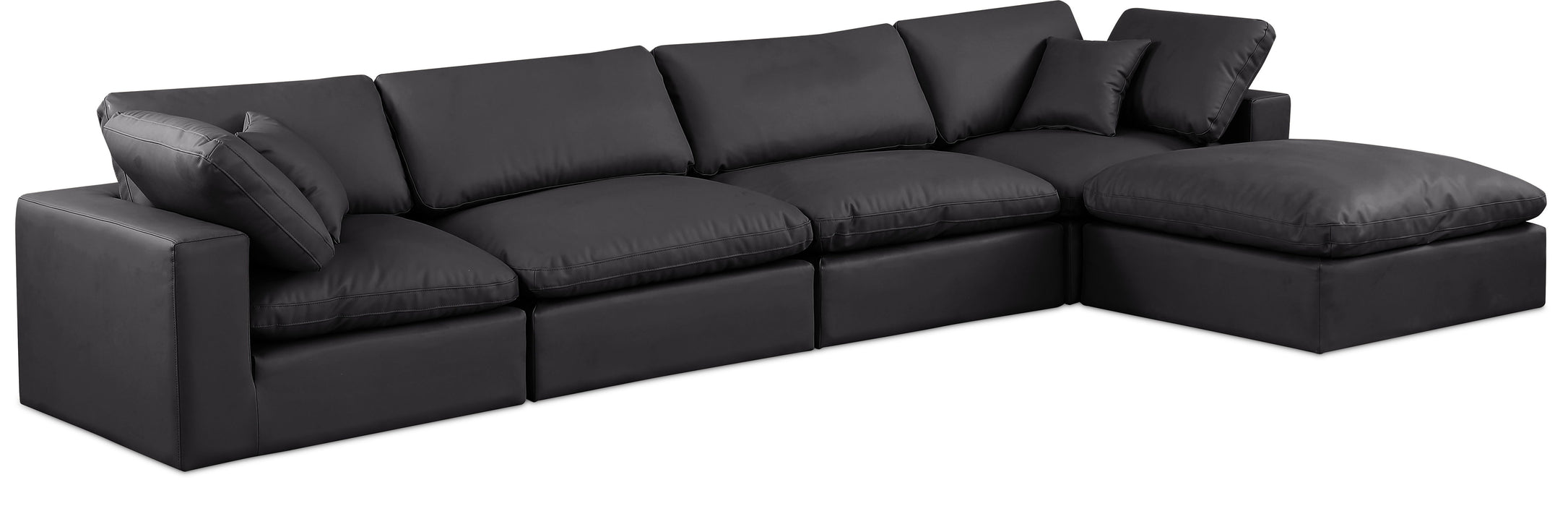 Comfy - 5 Piece Faux Leather Modular Sectional With Chaise - Simple Home Plus