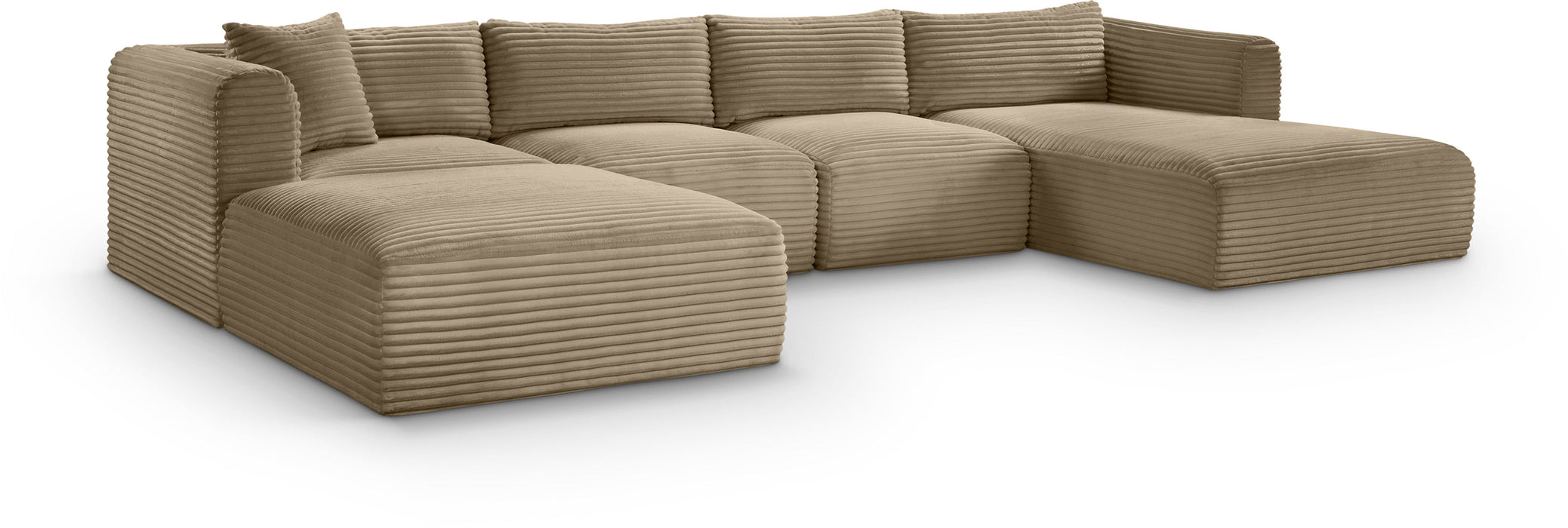 Shaggy - Fabric 5 Piece Modular Sectional With Chaise And Ottoman - Simple Home Plus
