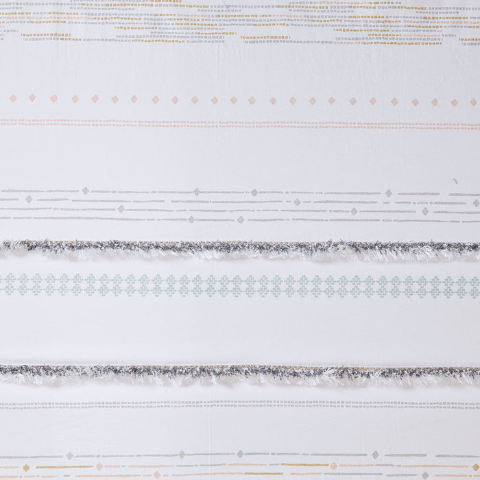 Nea - Printed Shower Curtain With Trims - Off White / Gray - Simple Home Plus