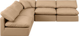 Indulge - Faux Leather 5 Piece Modular Corner Armless Sectional - Tan - Simple Home Plus
