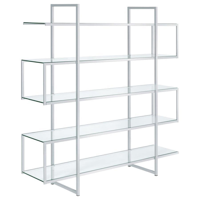 Elmer - 5-Shelf Bookshelf - Clear And Chrome - Simple Home Plus