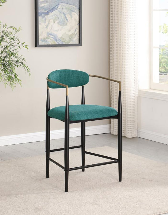 Tina - Metal Counter Height Bar Stool With Upholstered Back And Seat (Set of 2) - Simple Home Plus