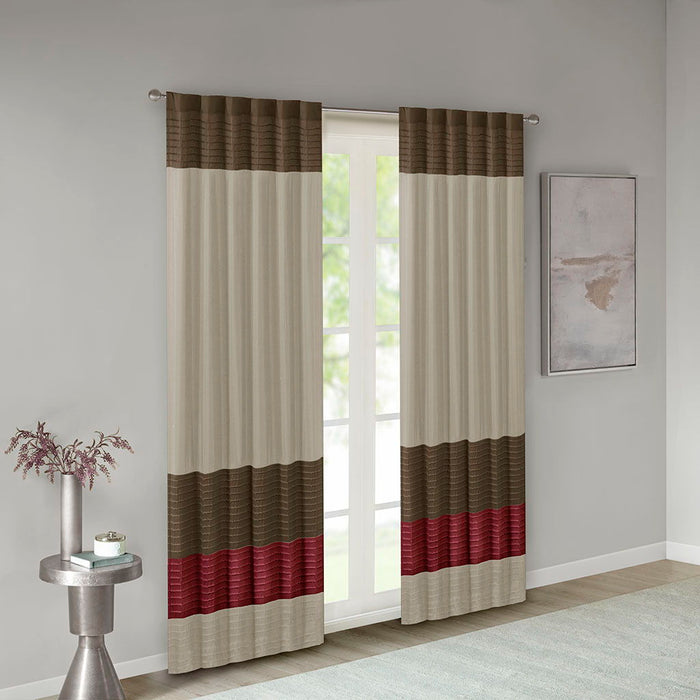 Amherst - Polyoni Pintuck Window Panel - Red - Simple Home Plus