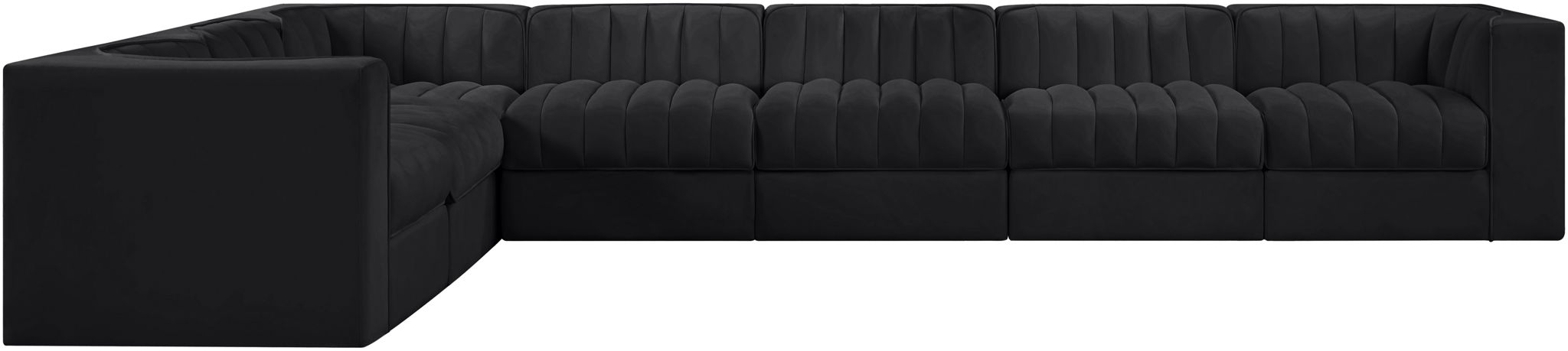 Rummi - Velvet Performance Fabric Upholstered 7 Piece Modular Sectional (With 3 Corner Chairs) - Simple Home Plus