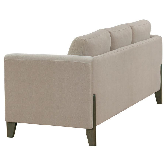 Islington - Fabric Upholstered Panel Arm Sofa - Taupe - Simple Home Plus