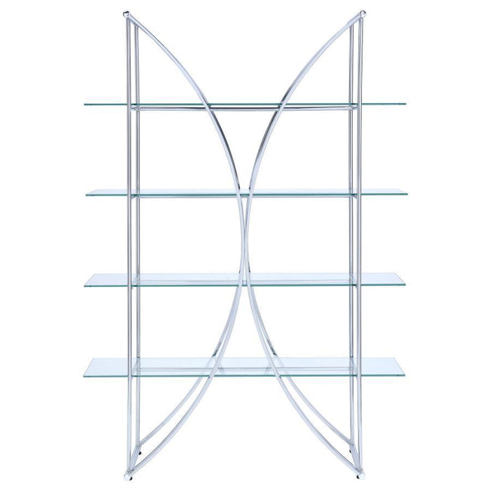 Larson - 4-Shelf Glass Bookshelf - Chrome - Simple Home Plus
