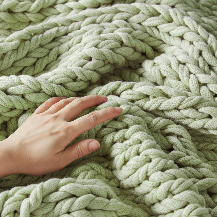 Chunky Double Knit - Handmade Throw - Sage Green - Simple Home Plus