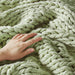 Chunky Double Knit - Handmade Throw - Sage Green - Simple Home Plus