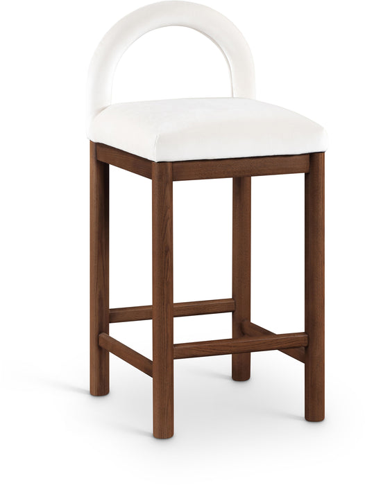 Conrad - Velvet Counter Stool With Brown Legs - Simple Home Plus