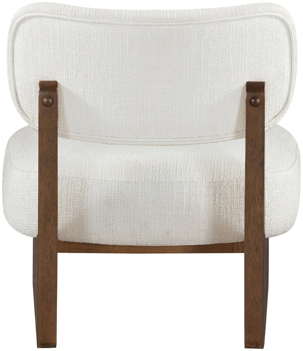 Vetra - Linen Textured Fabric Upholstered Accent Chair With Brown Base - Simple Home Plus