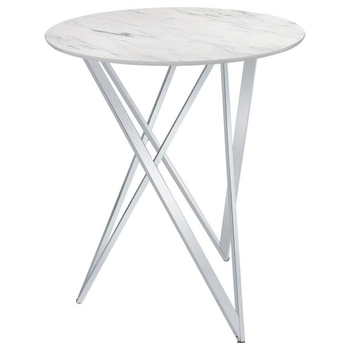 Bexter - Round Faux Marble Bistro Bar Table - Chrome - Simple Home Plus