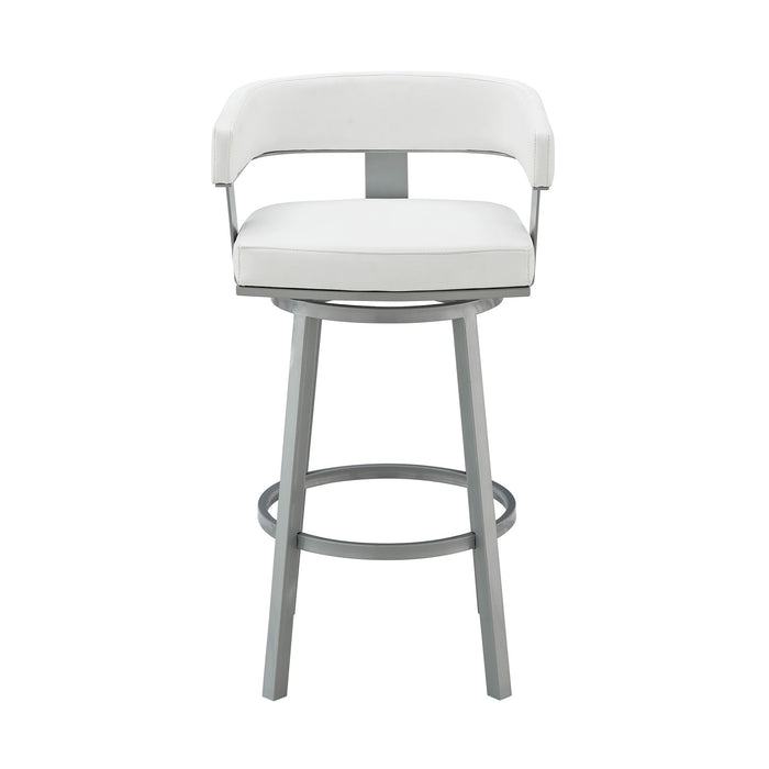 Lorin - 26" Counter Height Swivel Bar Stool - Silver / White - Simple Home Plus