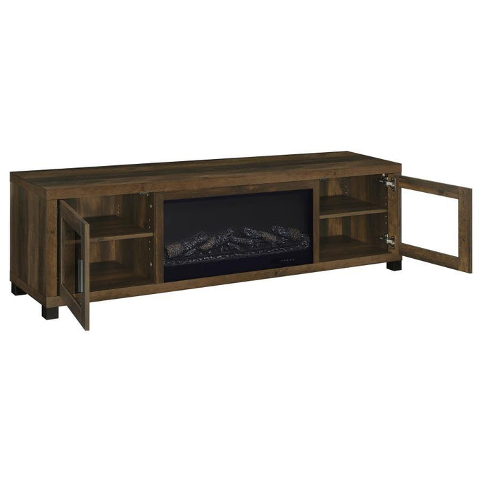 Havering - 71" TV Stand Fireplace Media Console - Dark Pine - Simple Home Plus