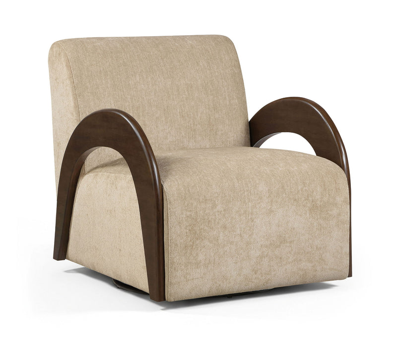 Neria - Chenille Fabric Upholstered Swivel Accent Chair - Painted Brown Base - Simple Home Plus