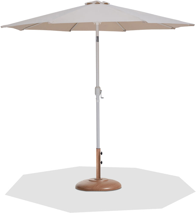 Fiji - Aluminum Patio Umbrella With Round Teak And White Base - Simple Home Plus