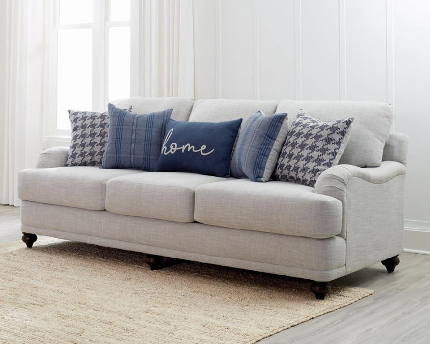 Glenn - Upholstered English Arm Sofa - Light Gray And Blue - Simple Home Plus