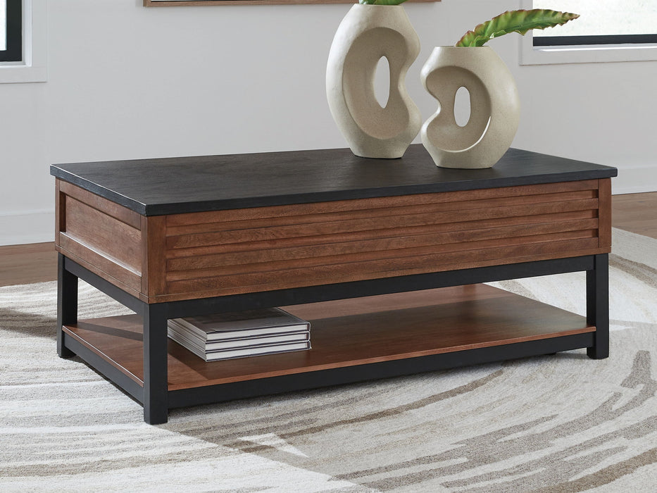 Kallari - Warm Brown / Black - Lift Top Cocktail Table - Simple Home Plus