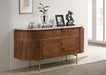 Ortega - 4 Door Marble Top Sideboard Buffet Cabinet - Natural - Simple Home Plus